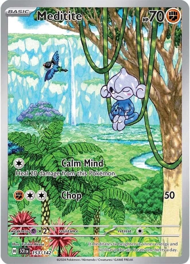 Meditite Stellar Crown 153 Pokémon card
