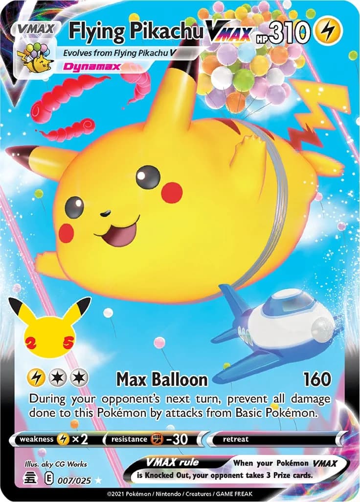 Flying Pikachu VMAX Celebrations 7 Pokémon card