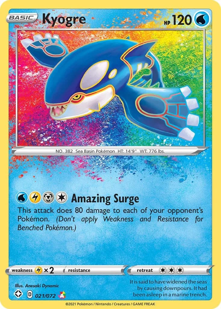 Kyogre Shining Fates 21 Pokémon card