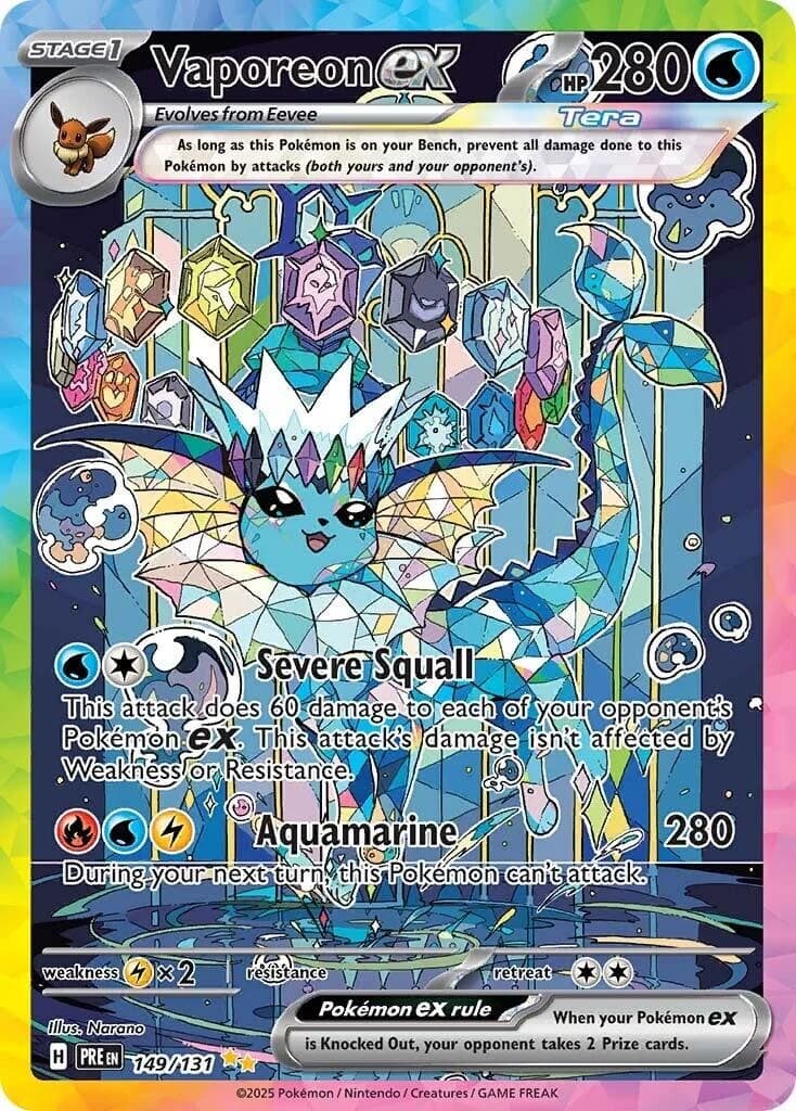 Vaporeon ex Prismatic Evolutions 149 Pokémon card