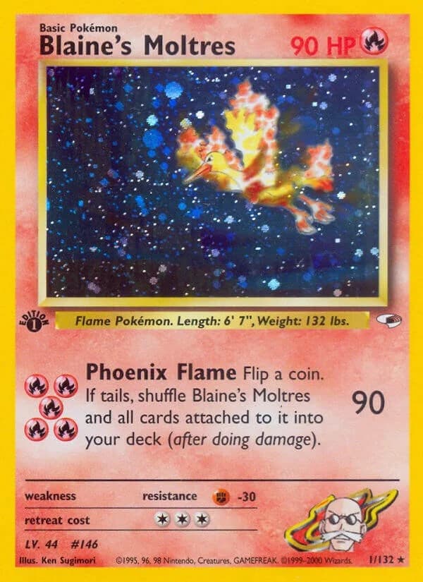 Blaine's Moltres [Unlimited] Gym Heroes 1 Pokémon card