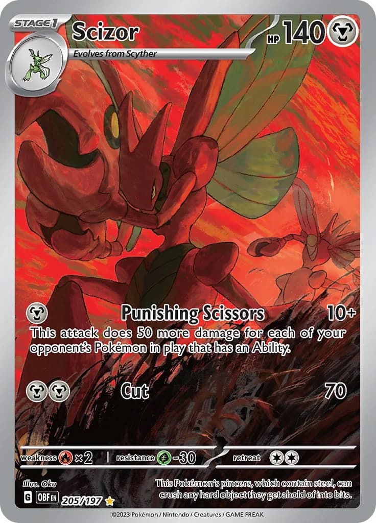 Scizor Obsidian Flames 205 Pokémon card