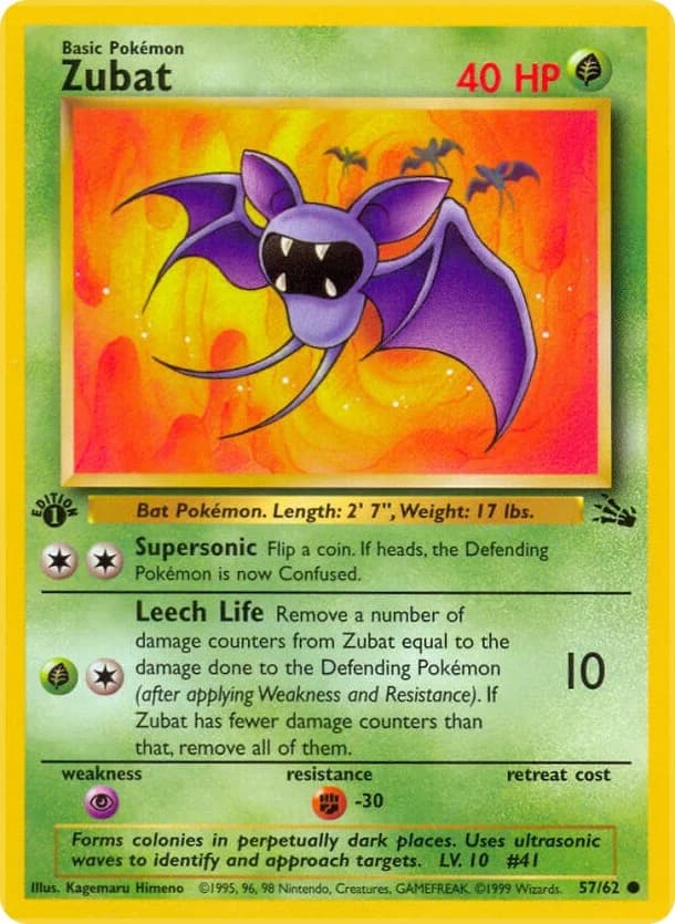 Zubat [1st Edition] Fossil 57 Pokémon card
