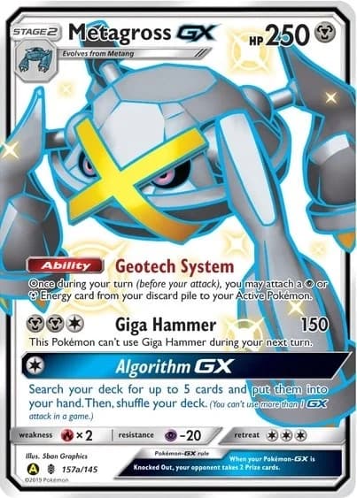 Metagross GX Hidden Fates 157a Pokémon card