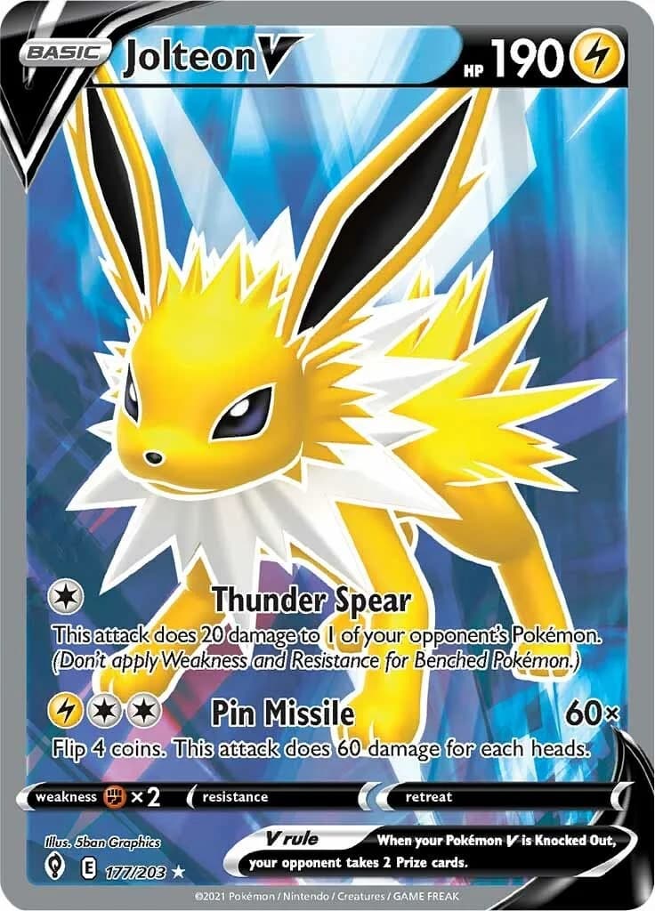 Jolteon V Evolving Skies 177 Pokémon card