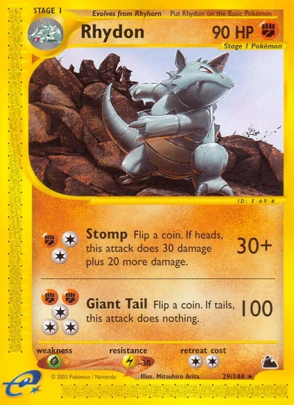 Rhydon [Reverse Holo] Skyridge 29 Pokémon card
