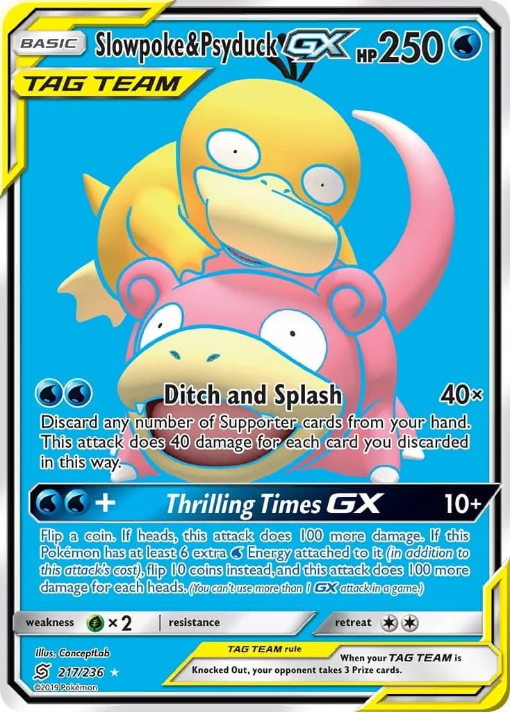Psyduck & Slowpoke GX Unified Minds 217 Pokémon card
