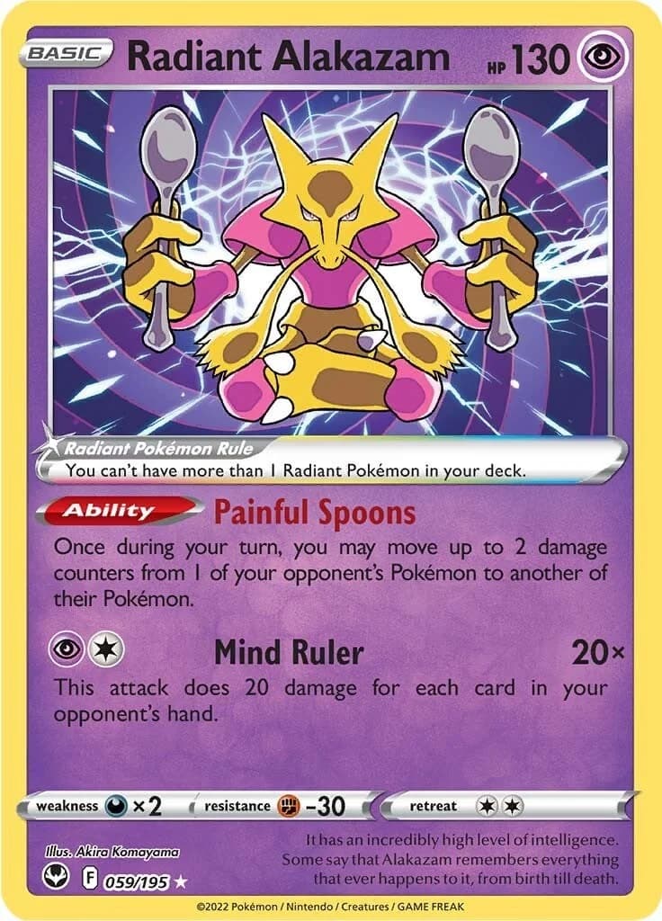 Radiant Alakazam Silver Tempest 59 Pokémon card