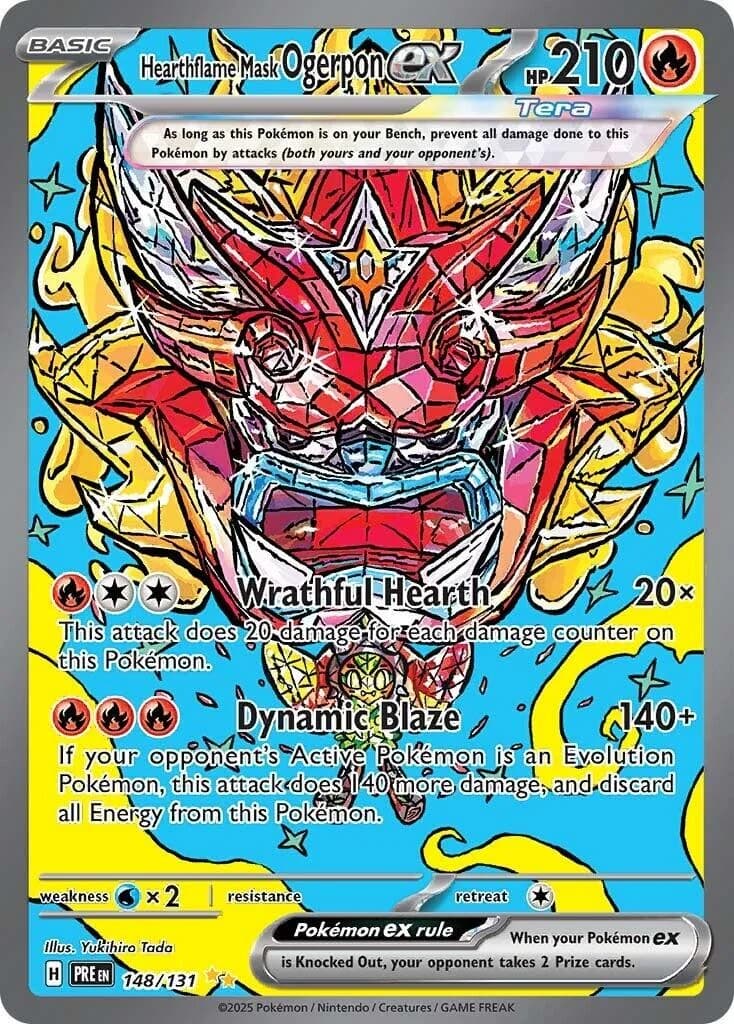 Hearthflame Mask Ogerpon ex Prismatic Evolutions 148 Pokémon card