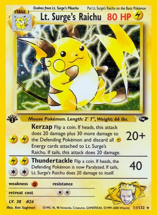 Lt. Surge's Raichu [1st Edition] Gym Challenge 11 Pokémon card