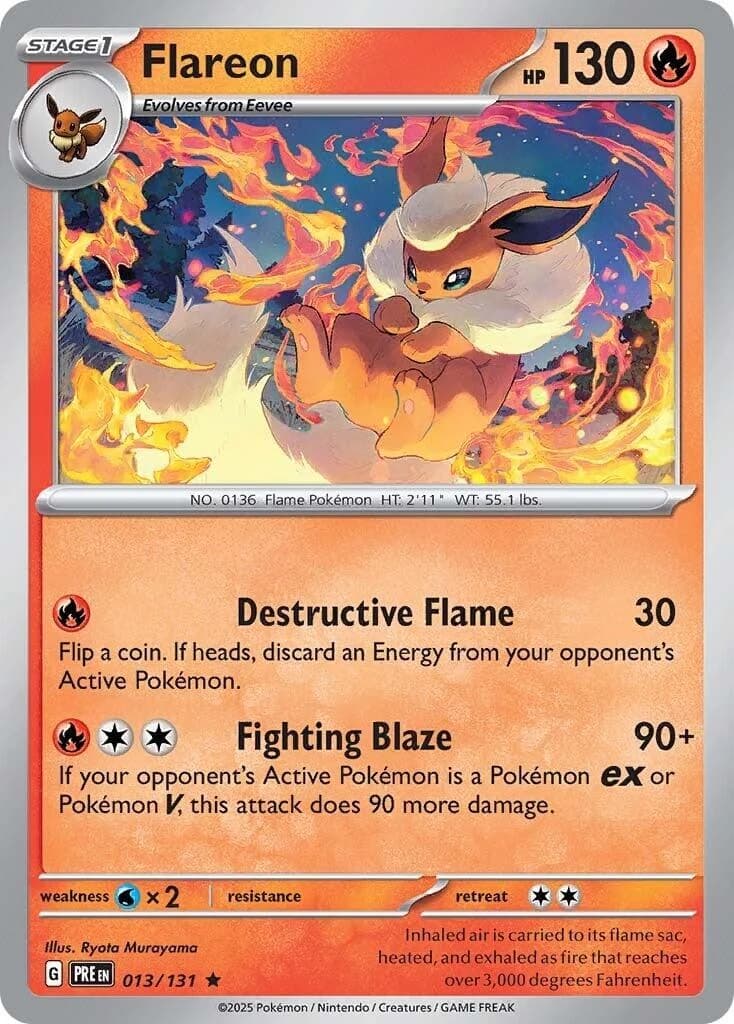 Flareon Prismatic Evolutions 13 Pokémon card