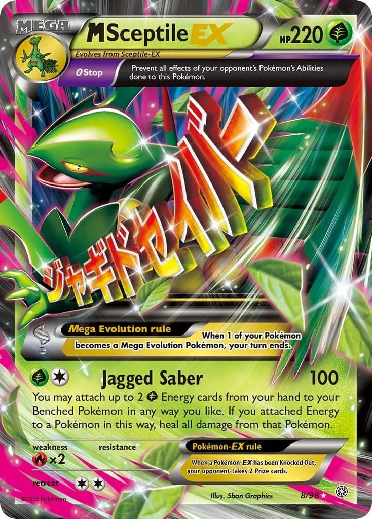 M Sceptile EX Ancient Origins 8 Pokémon card