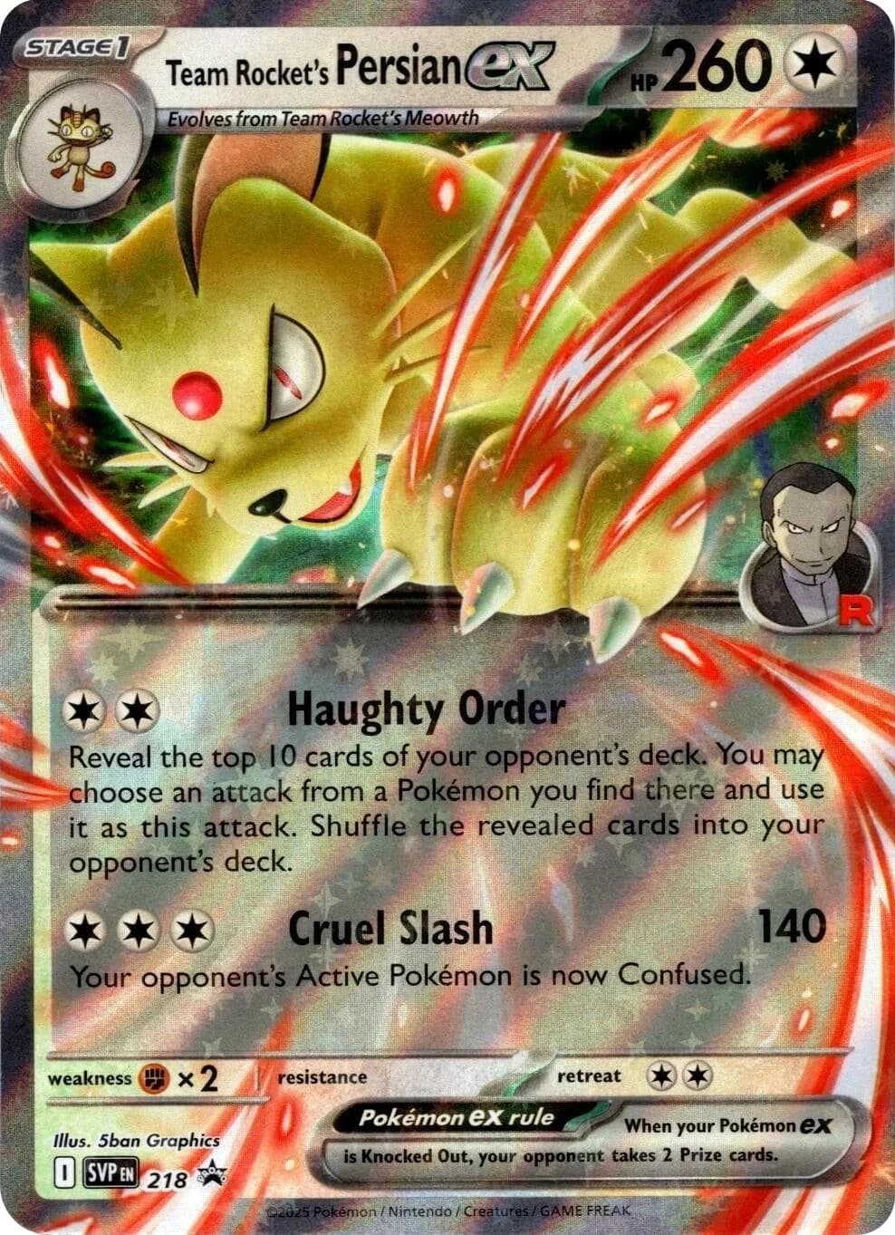 Team Rocket's Persian Ex Promo 218 Pokémon card