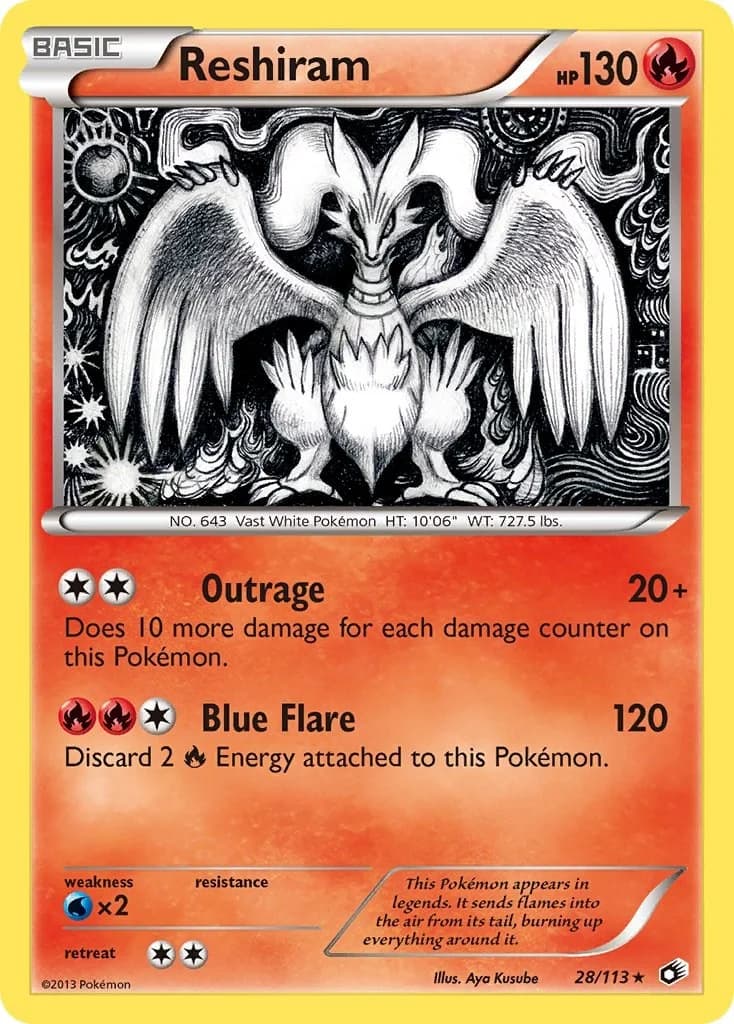Reshiram Legendary Treasures 28 Pokémon card