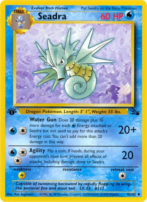 Seadra [1st Edition] Fossil 42 Pokémon card