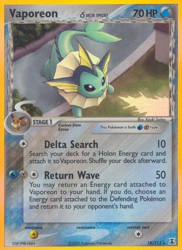 Vaporeon Delta Species 18 Pokémon card