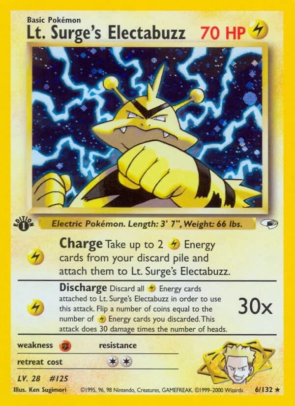 Lt. Surge's Electabuzz [Unlimited] Gym Heroes 6 Pokémon card