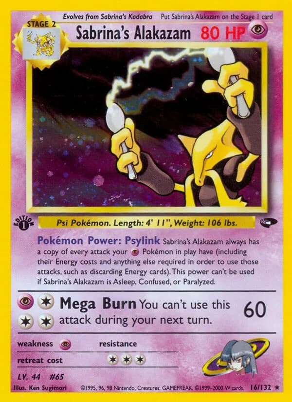 Sabrina's Alakazam [Unlimited] Gym Challenge 16 Pokémon card