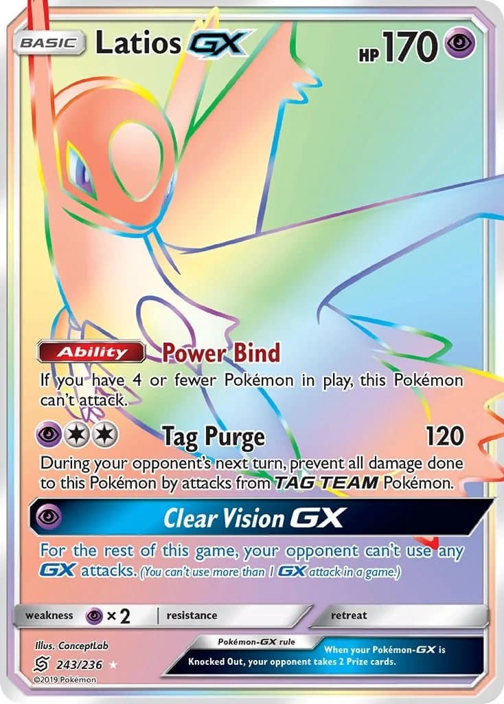 Latios GX Unified Minds 243 Pokémon card