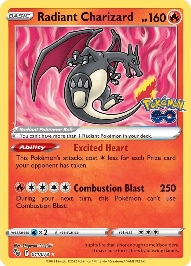 Radiant Charizard Go 11 Pokémon card