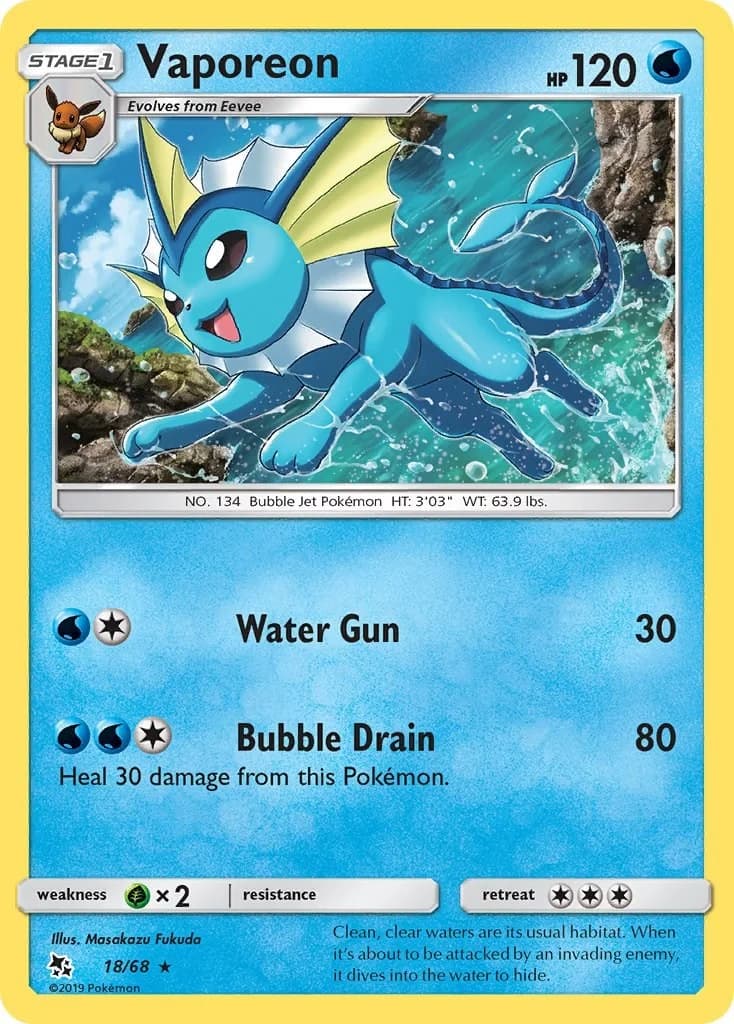 Vaporeon [Reverse Holo] Hidden Fates 18 Pokémon card