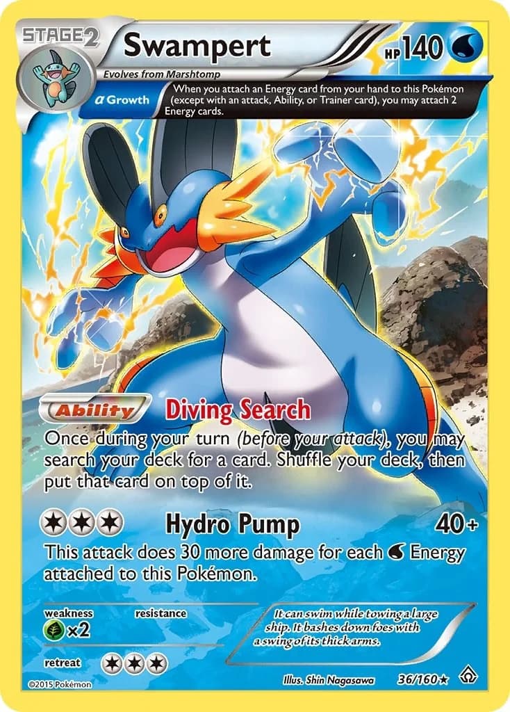 Swampert [Reverse Holo] Primal Clash 36 Pokémon card