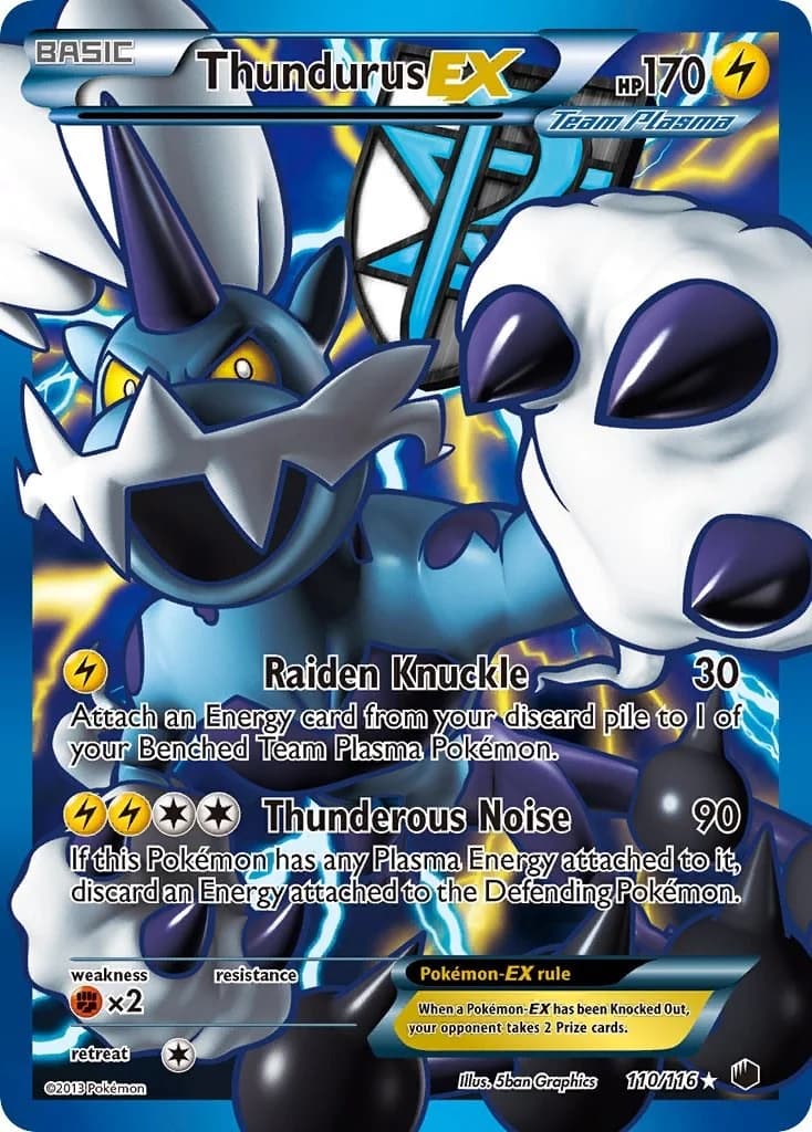 Thundurus EX Plasma Freeze 110 Pokémon card