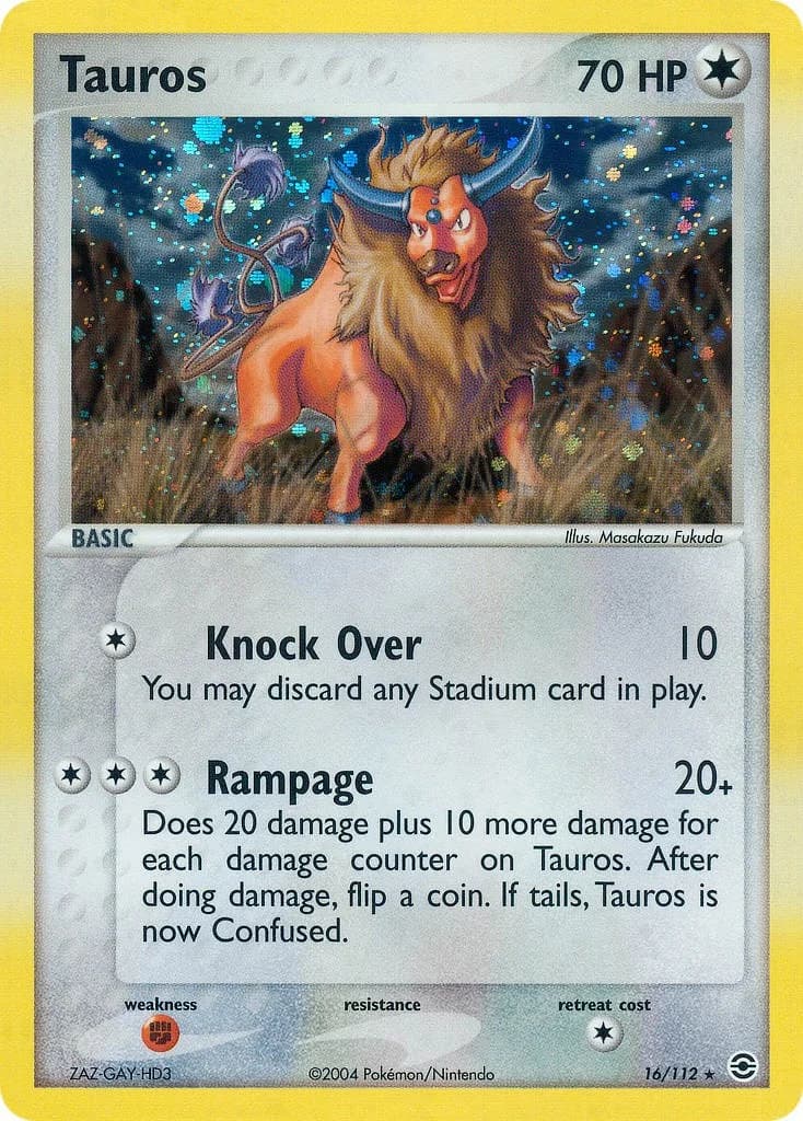 Tauros [Reverse Holo] Fire Red & Leaf Green 16 Pokémon card