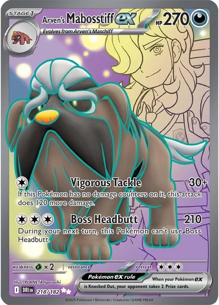 Arven's Mabosstiff ex Destined Rivals 218 Pokémon card