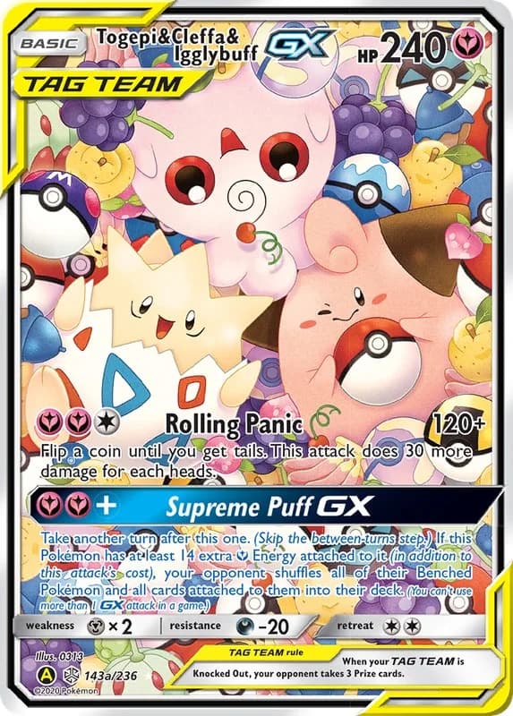 Togepi & Cleffa & Igglybuff GX Cosmic Eclipse 143a Pokémon card