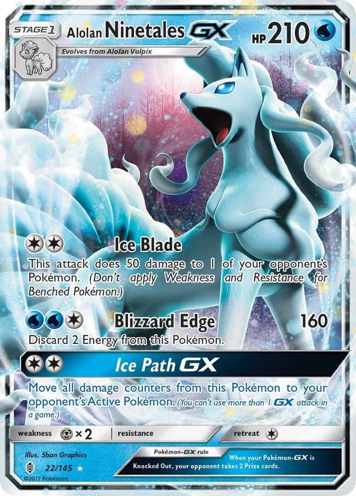 Alolan Ninetales GX Guardians Rising 22 Pokémon card
