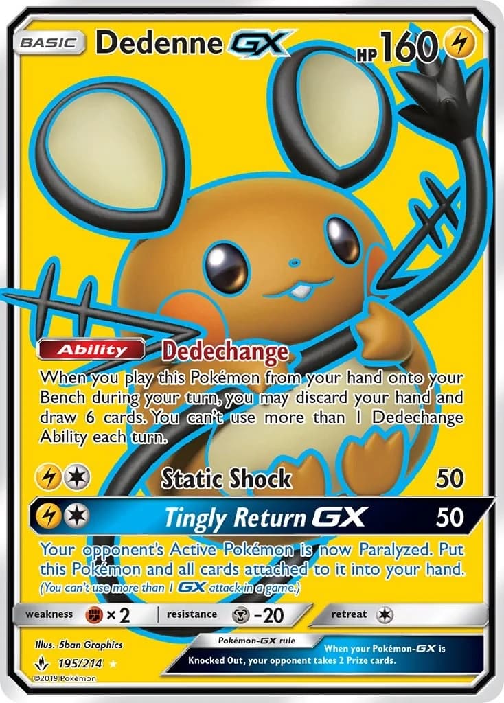 Dedenne GX Unbroken Bonds 195 Pokémon card