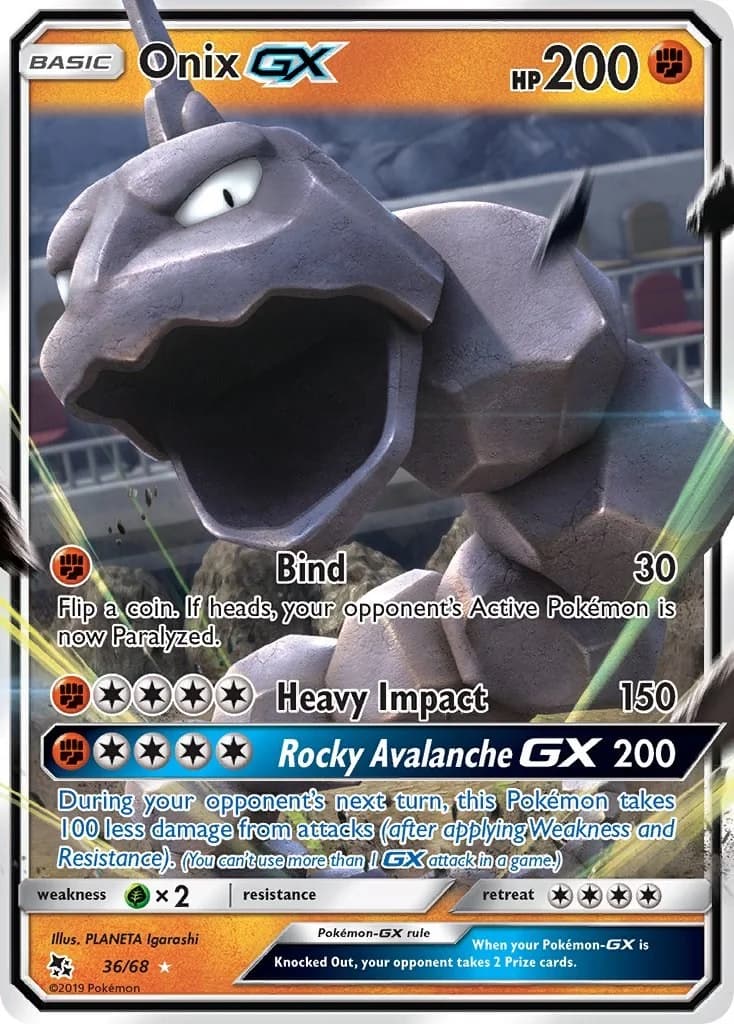 Onix GX Hidden Fates 36 Pokémon card