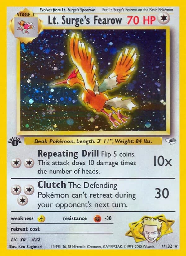 Lt. Surge's Fearow [Unlimited] Gym Heroes 7 Pokémon card