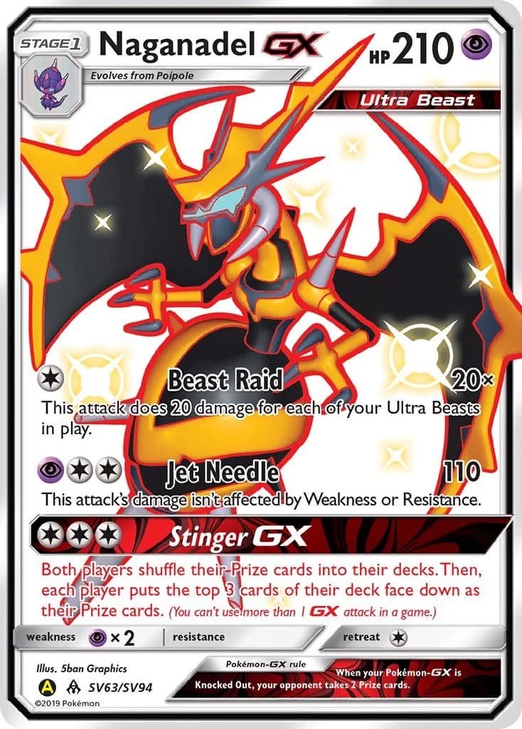 Naganadel GX Hidden Fates SV63 Pokémon card