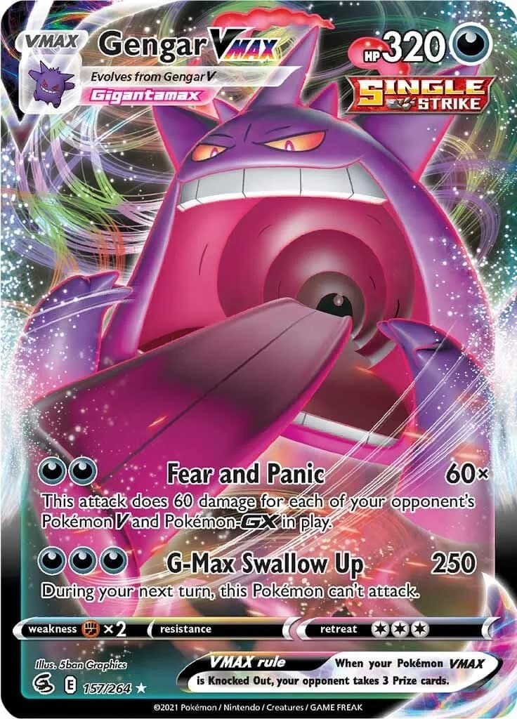 Gengar VMAX Fusion Strike 157 Pokémon card