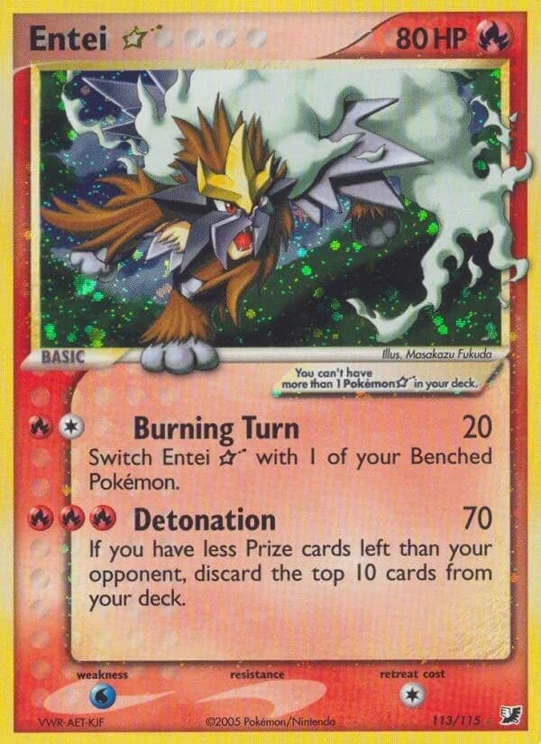 Entei [Gold Star] Unseen Forces 113 Pokémon card
