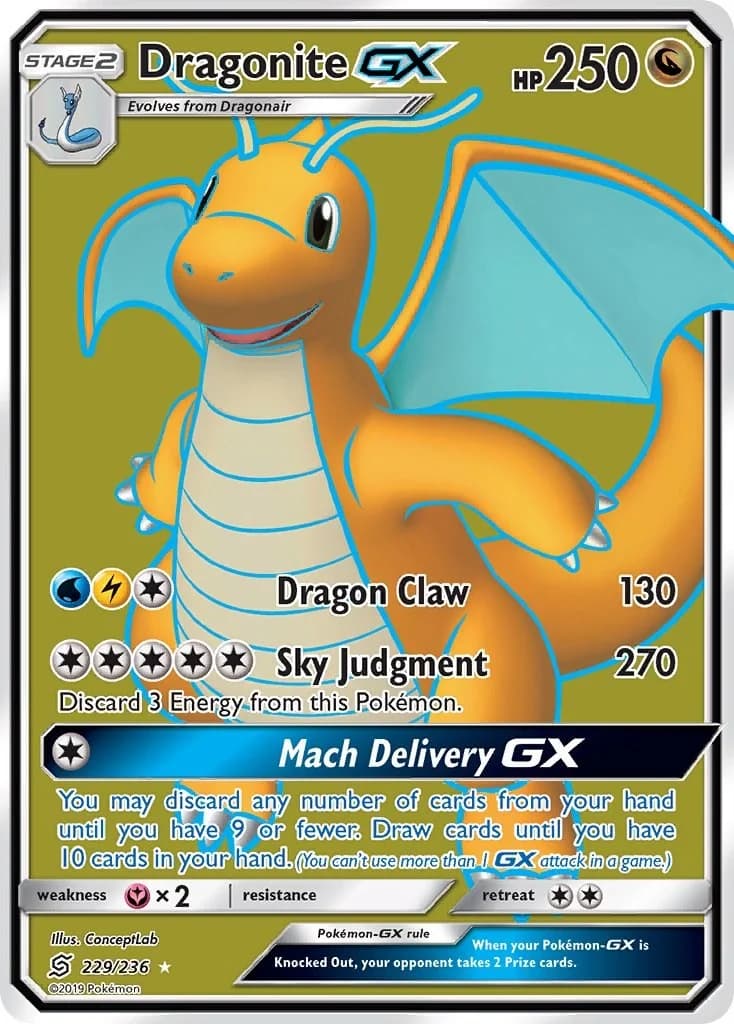Dragonite GX Unified Minds 229 Pokémon card