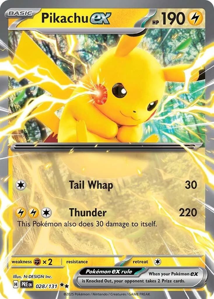 Pikachu ex Prismatic Evolutions 28 Pokémon card