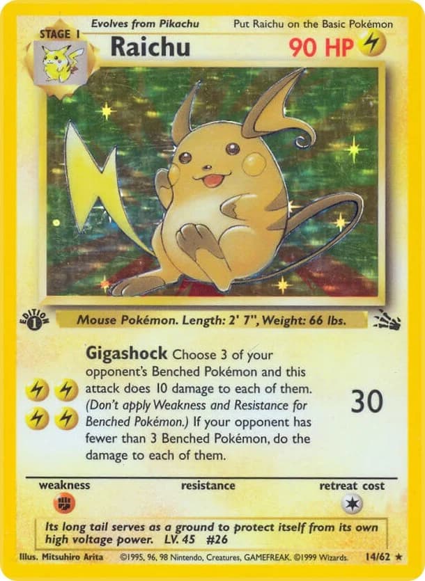 Raichu [Unlimited] Fossil 14 Pokémon card
