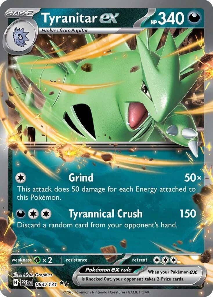 Tyranitar ex Prismatic Evolutions 64 Pokémon card