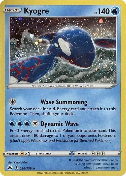 Kyogre [Cosmos Holo] Crown Zenith 36 Pokémon card