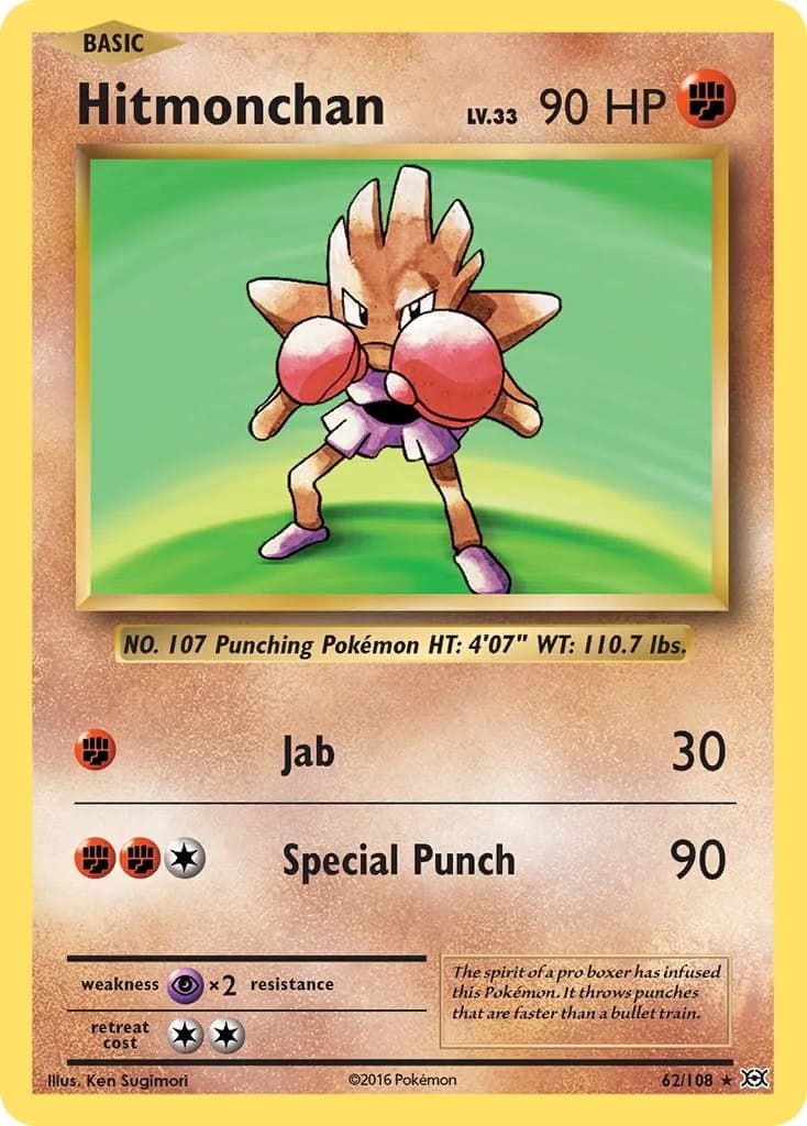 Hitmonchan [Reverse Holo] Evolutions 62 Pokémon card
