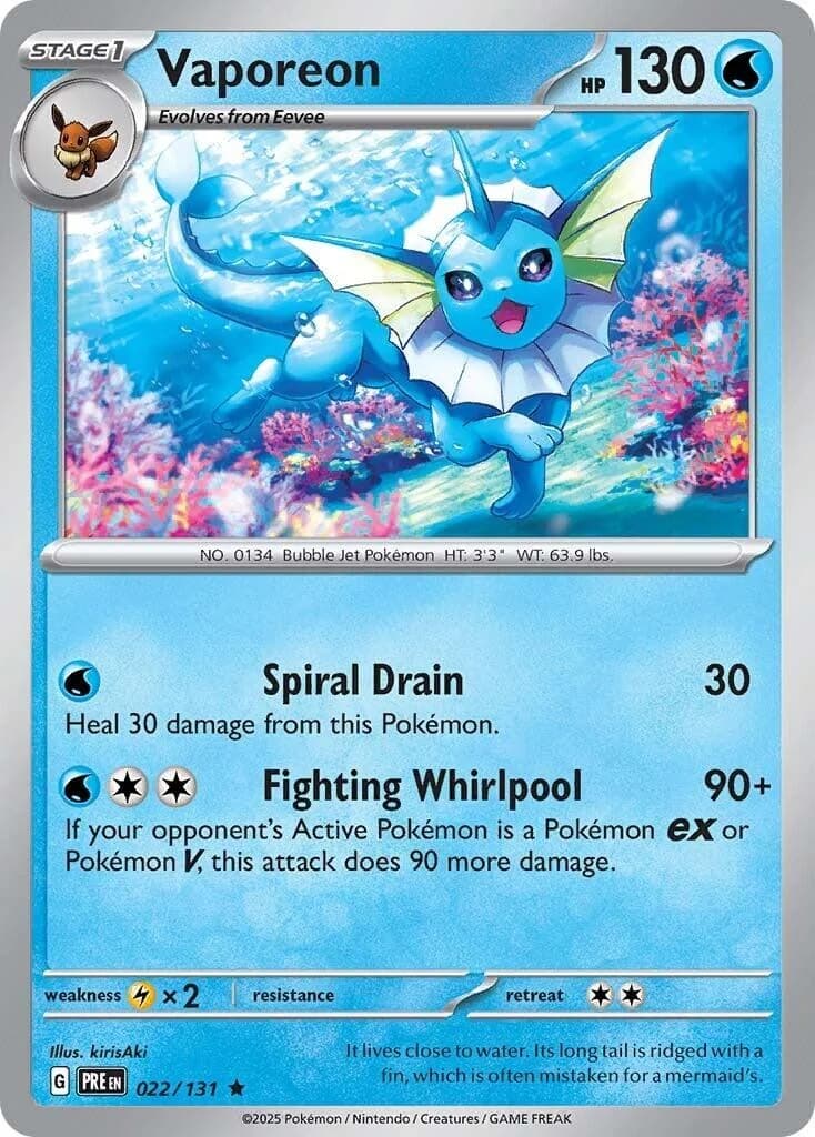 Vaporeon Prismatic Evolutions 22 Pokémon card
