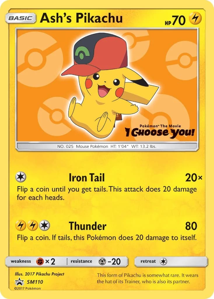 Ash's Pikachu Promo SM110 Pokémon card