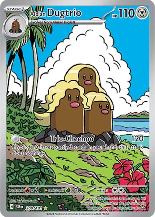 Alolan Dugtrio Surging Sparks 208 Pokémon card