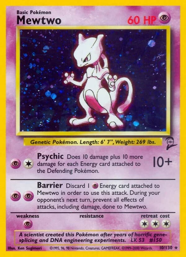 Mewtwo Base Set 2 10 Pokémon card