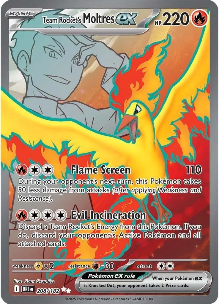 Team Rocket's Moltres ex Destined Rivals 208 Pokémon card