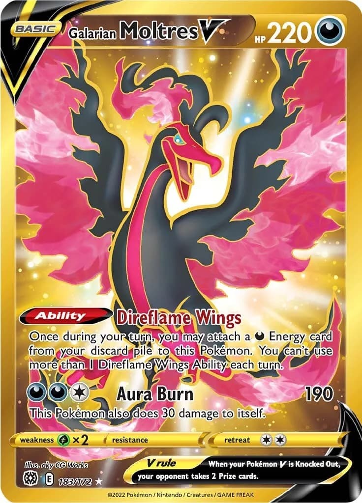 Galarian Moltres V Brilliant Stars 183 Pokémon card