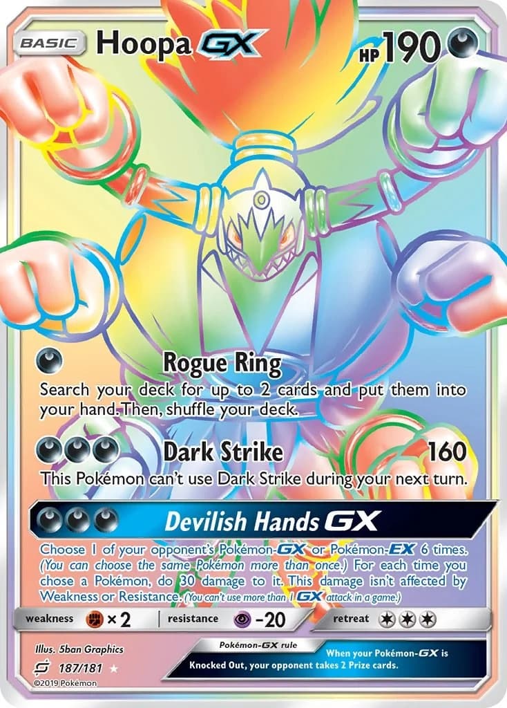 Hoopa GX Team Up 187 Pokémon card
